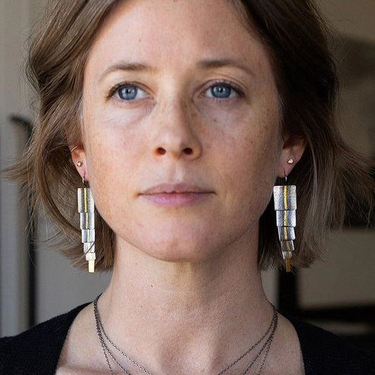 Mixed-Metal 'Longitude' Drop Earrings