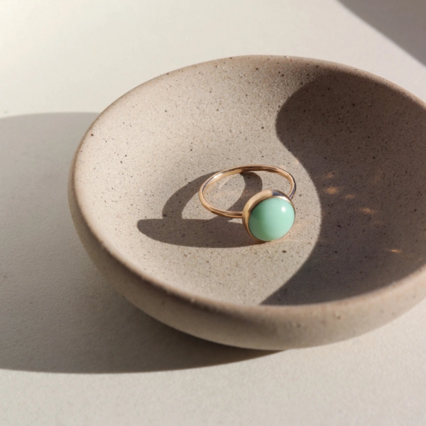 Chrysoprase Cabochon Ring - Gold Fill