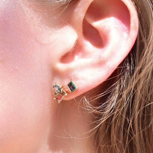 14k Gold + Teal Montana Sapphire 'Lui' Stud Earrings