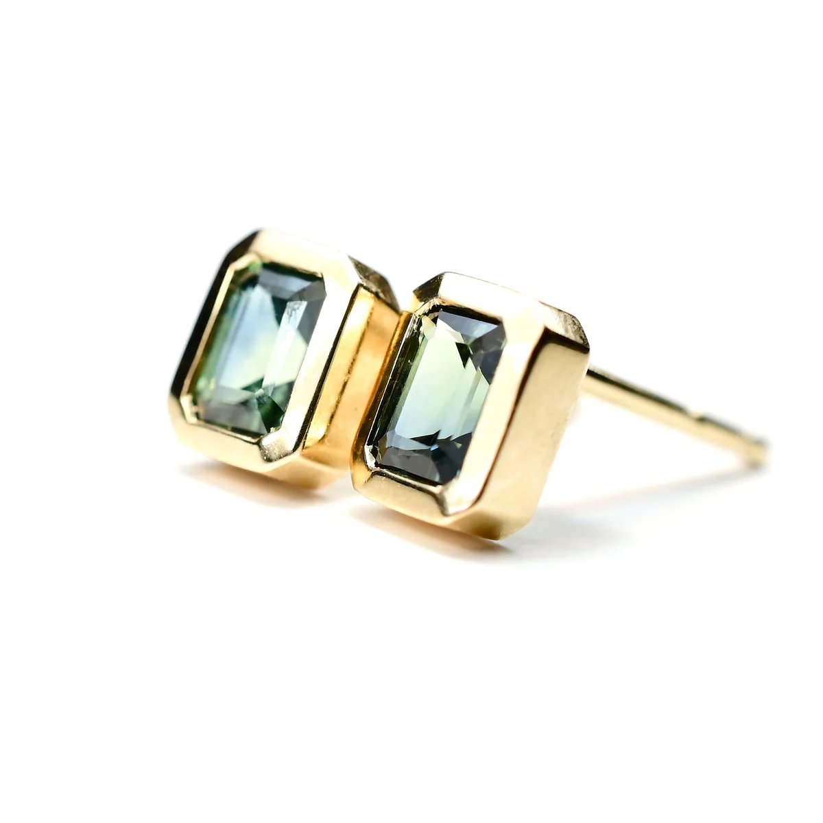 14k Gold + Teal Montana Sapphire 'Lui' Stud Earrings