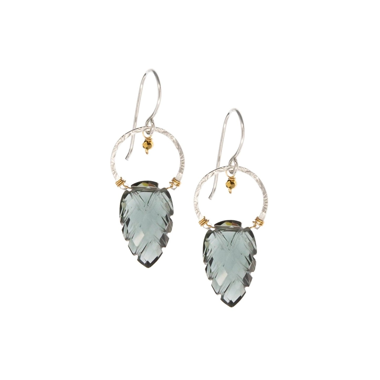 ‘Lunar Leaf’ Earrings with Blue Quartz + Gold Hematite