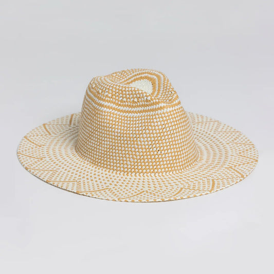 Luxe Novelty Packable Sun Hat - Ivory/Tan