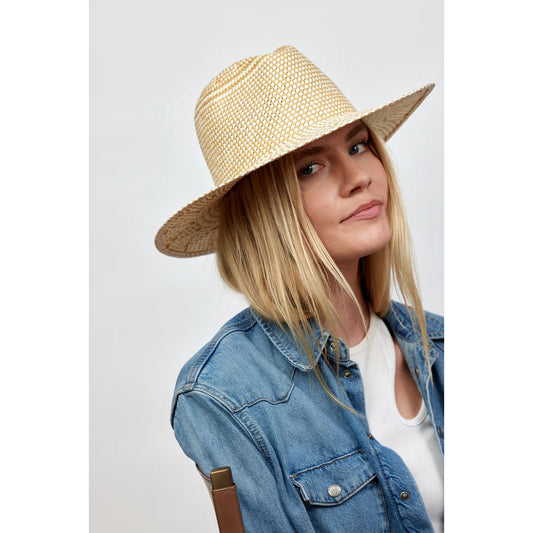 Luxe Novelty Packable Sun Hat - Ivory/Tan