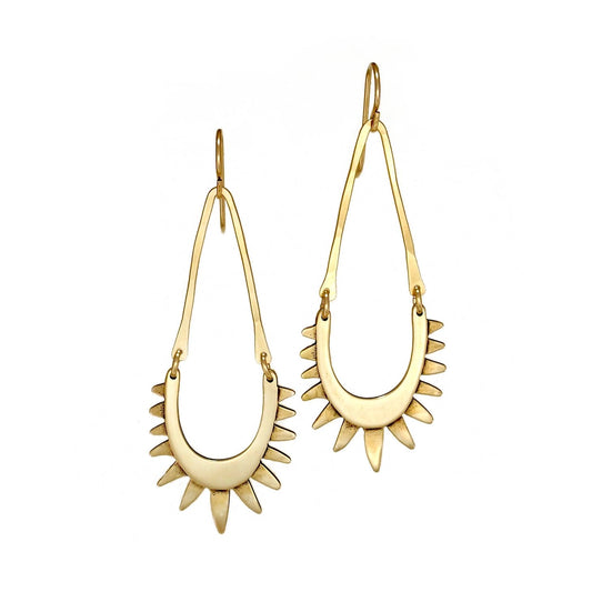 Radiant Arc Dangle Earrings - Brass