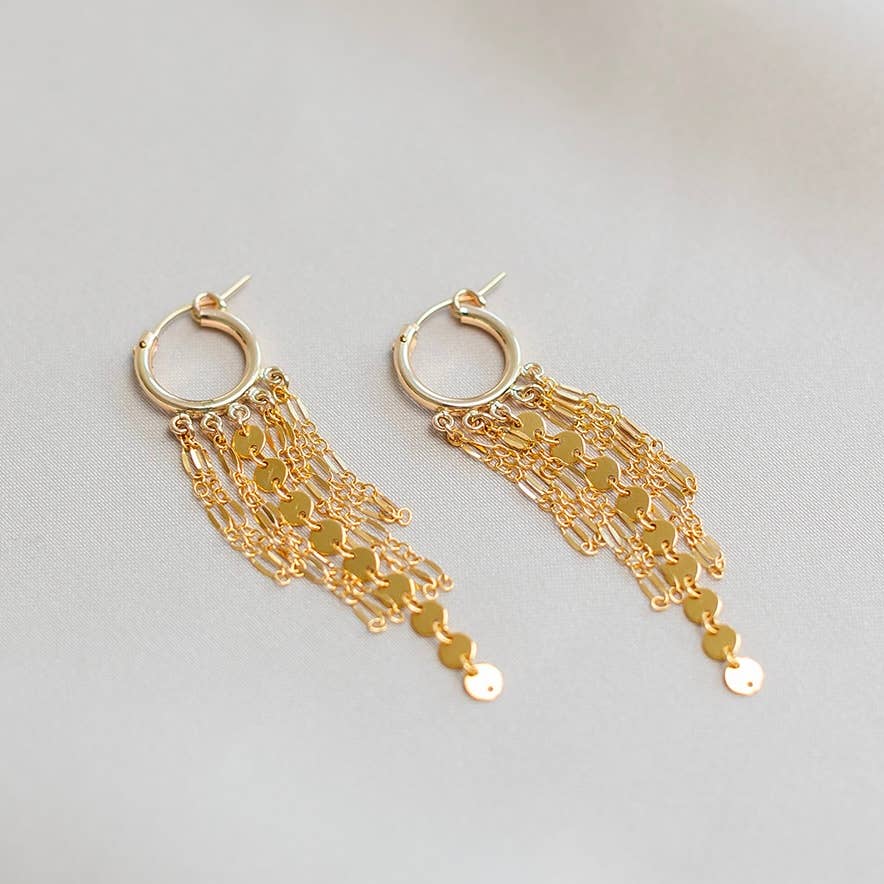 Feather Fringe Hoop Earrings