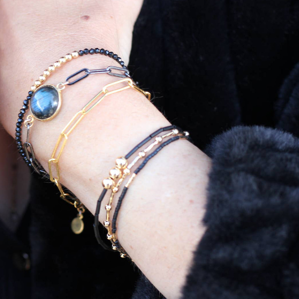 Flow Bracelet – Black + Gold