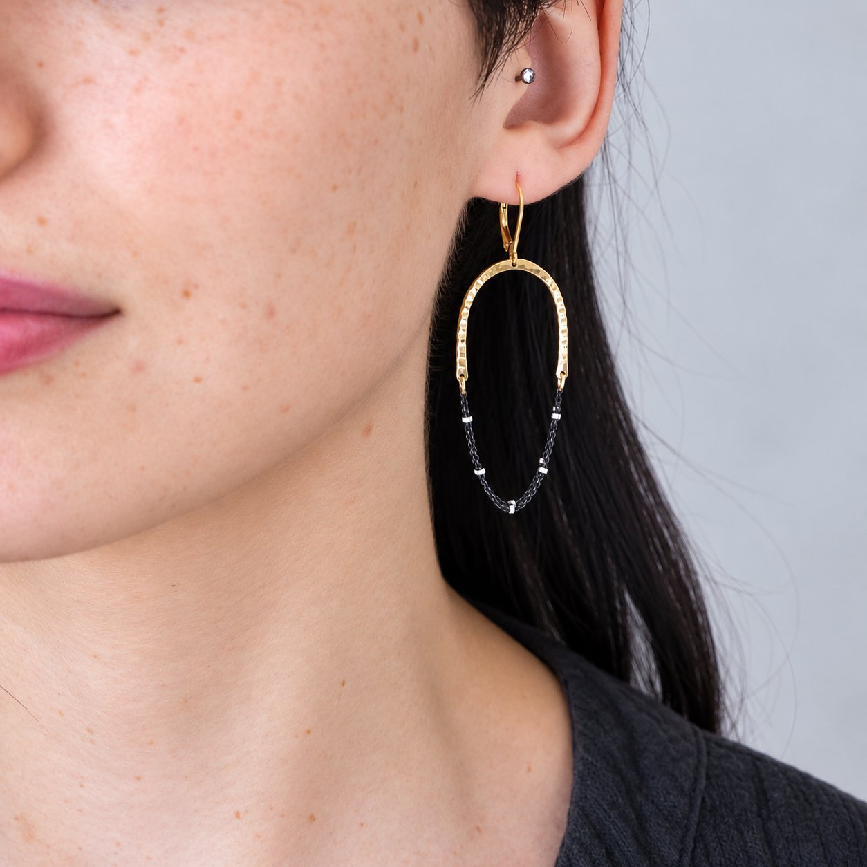 Lexi Earrings – Black + Gold