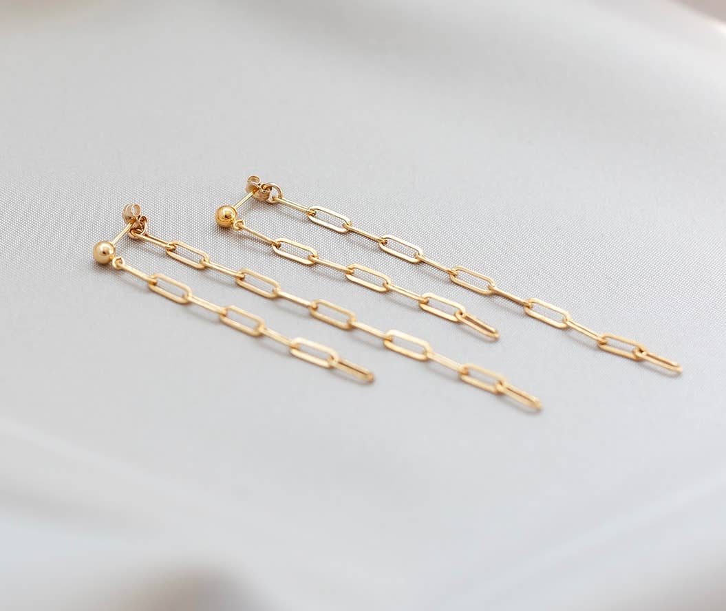 Front-to-Back Paperclip Link Post Earrings
