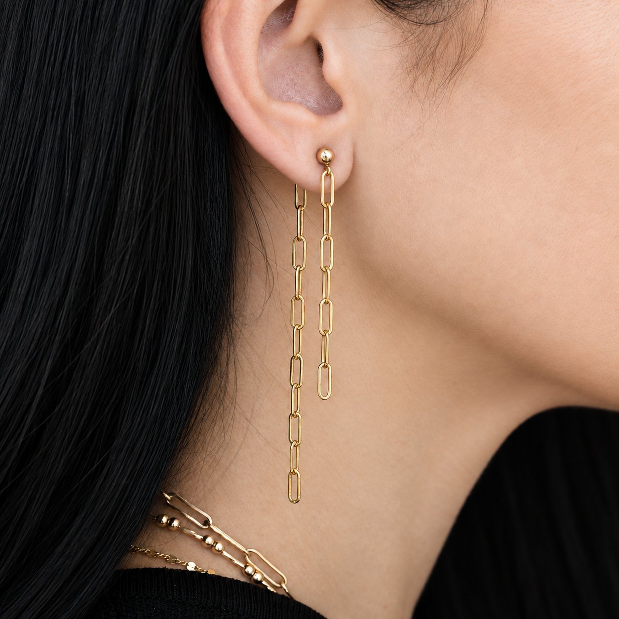 Front-to-Back Paperclip Link Post Earrings