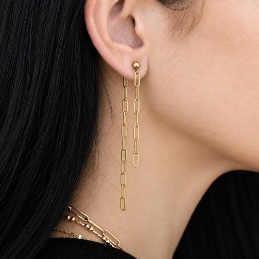 Front-to-Back Paperclip Link Post Earrings