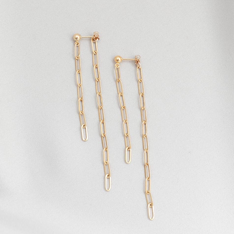 Front-to-Back Paperclip Link Post Earrings