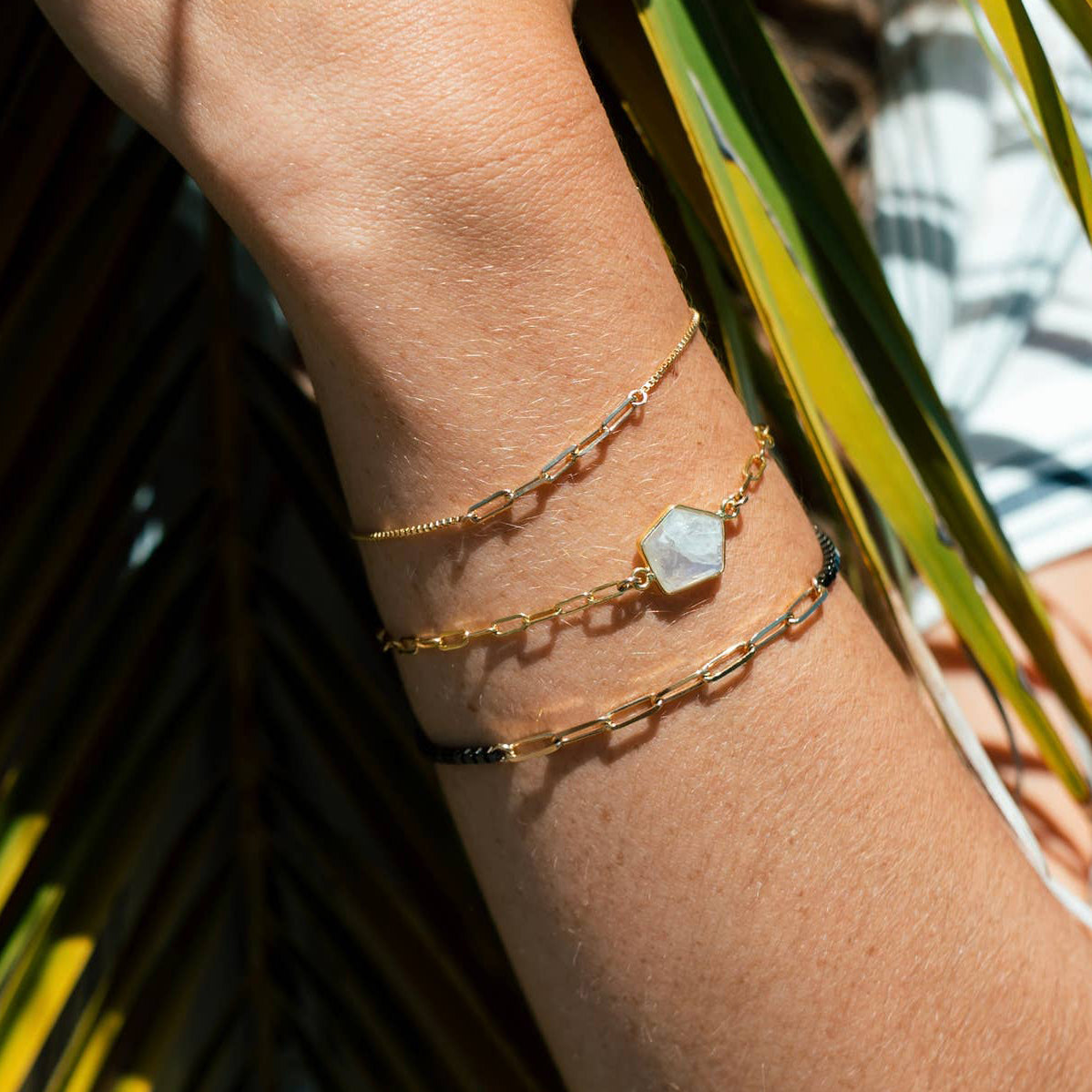 Paperclip Link Lux Bracelet – Black + Gold