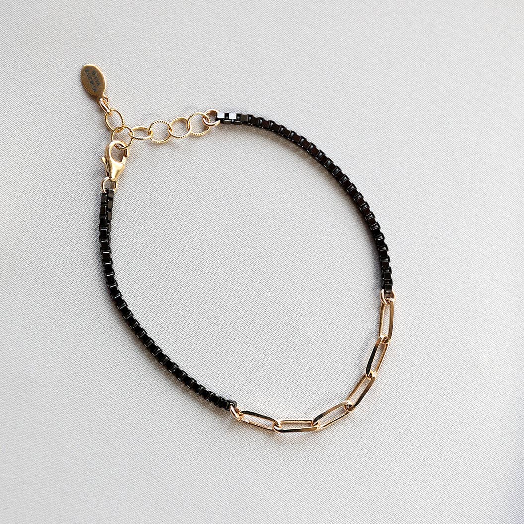 Paperclip Link Lux Bracelet – Black + Gold