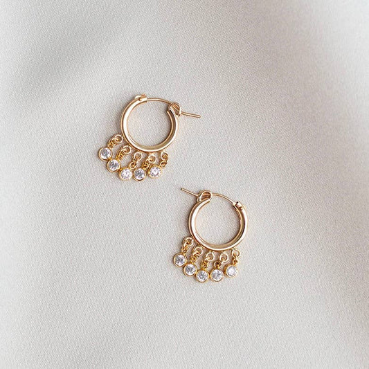 Stella CZ Cluster Hoop Earrings