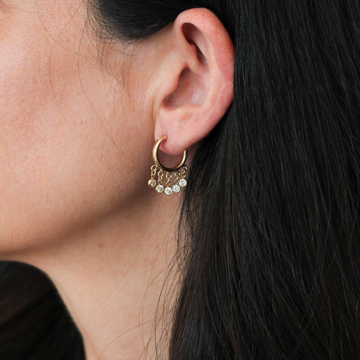 Stella CZ Cluster Hoop Earrings