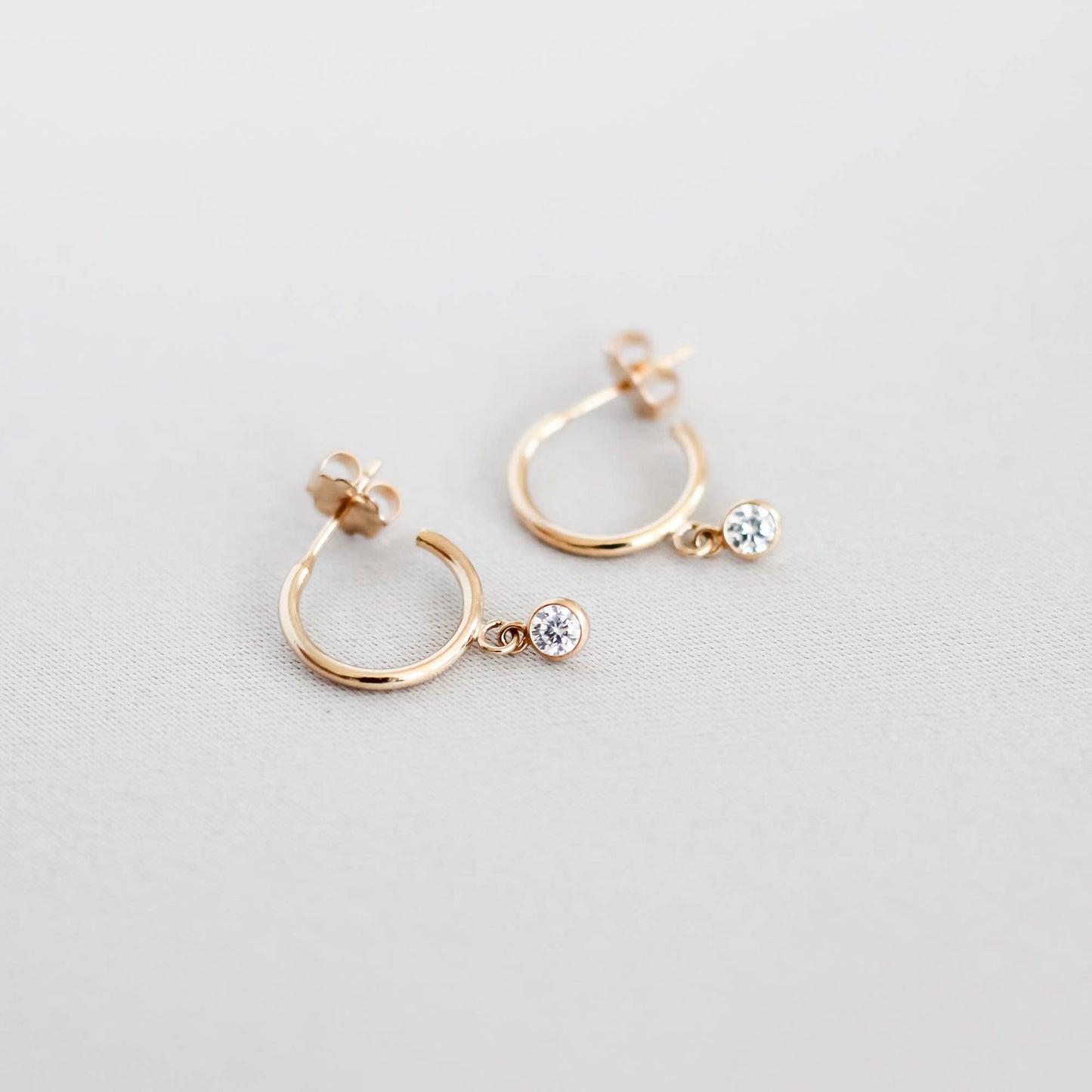 Star CZ Hoop Post Earrings