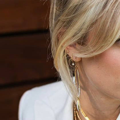 Star CZ Hoop Post Earrings