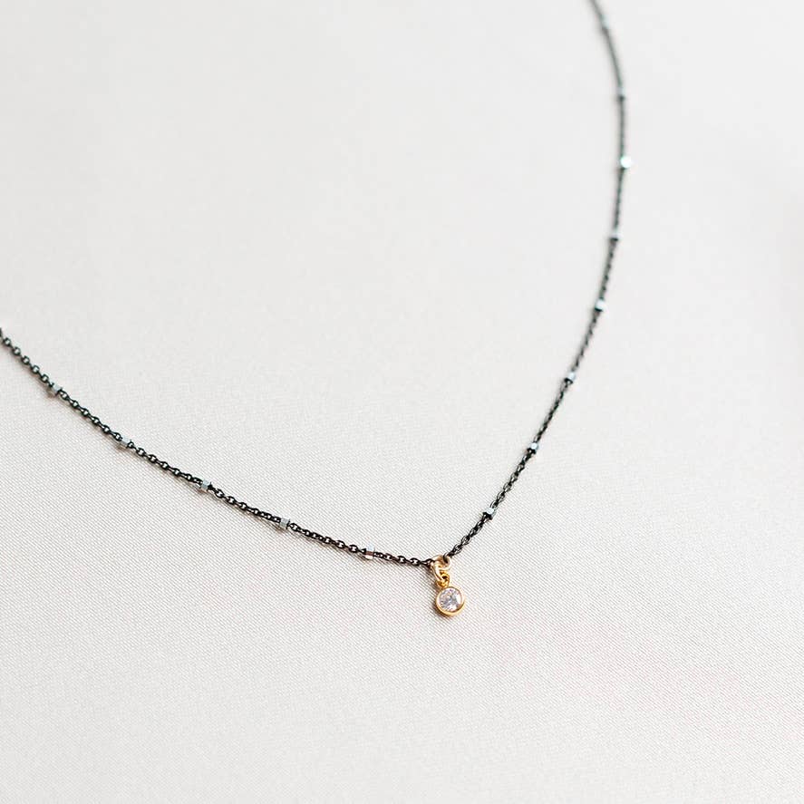 Star CZ Lux Necklace – Black + Gold