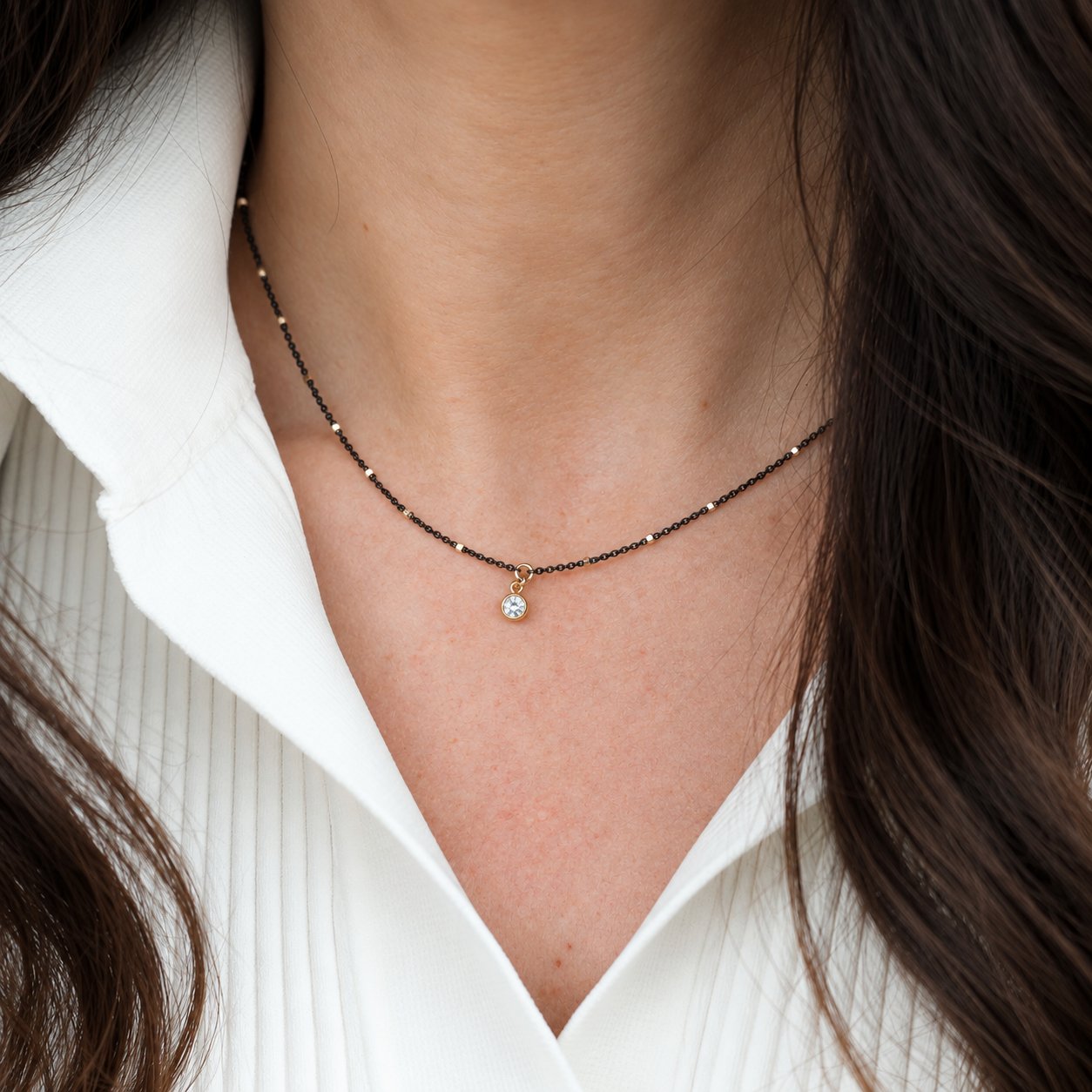 Star CZ Lux Necklace – Black + Gold