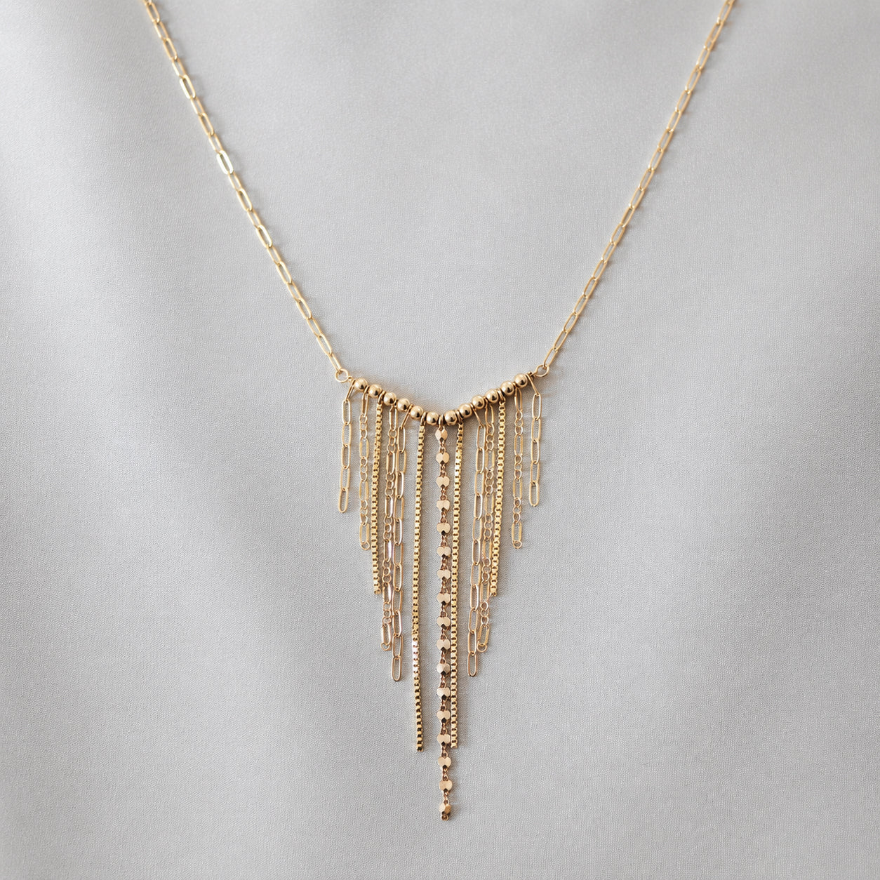V Fringe Necklace – Gold Filled