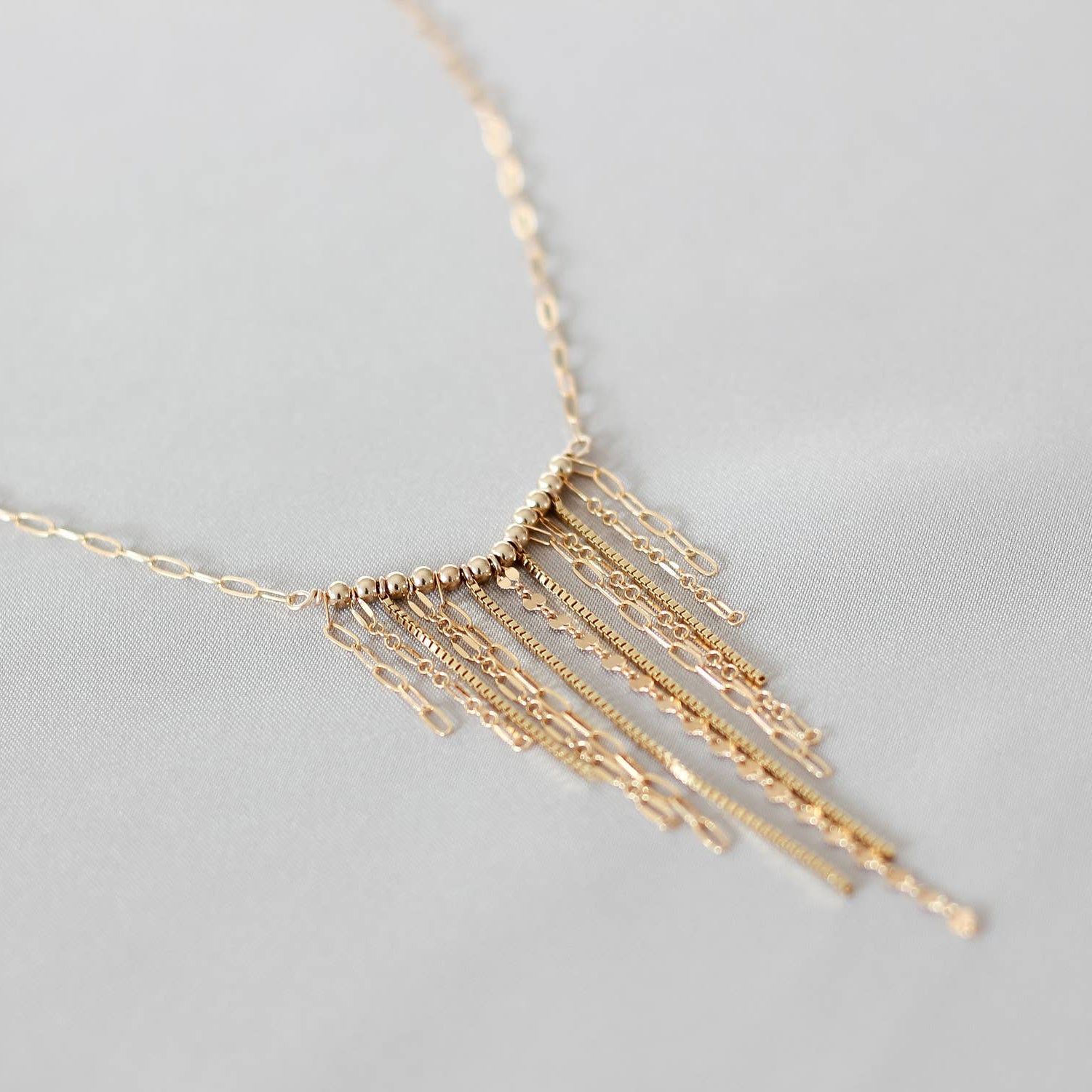 V Fringe Necklace – Gold Filled