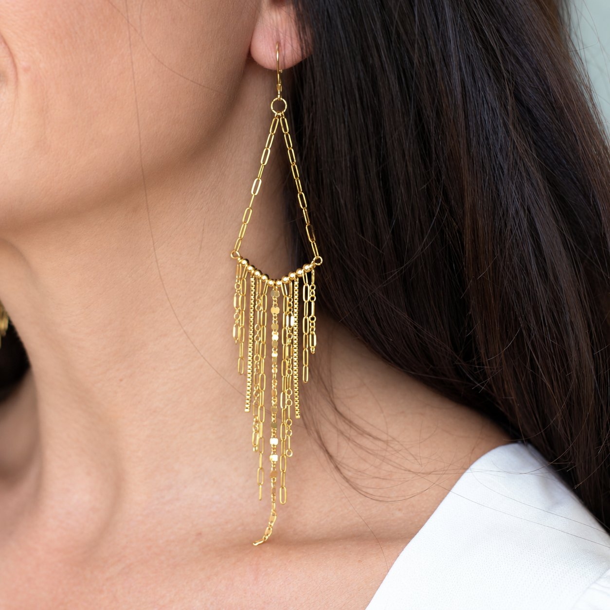 V Fringe Earrings – Gold Filled