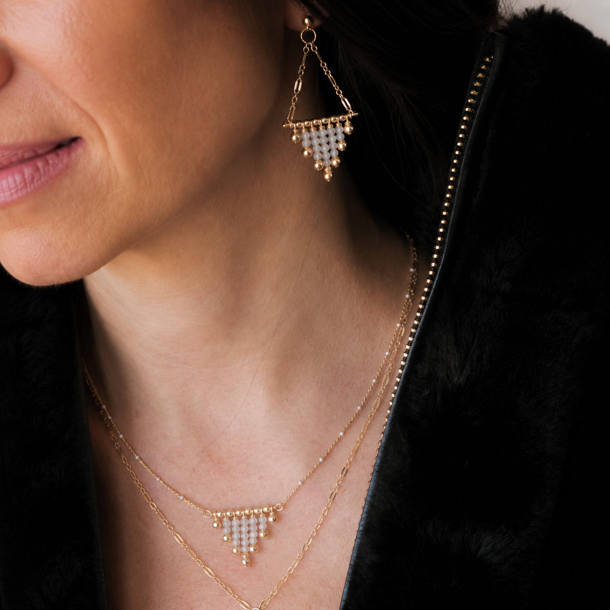 Yuka Beaded Post Earrings – Moonstone