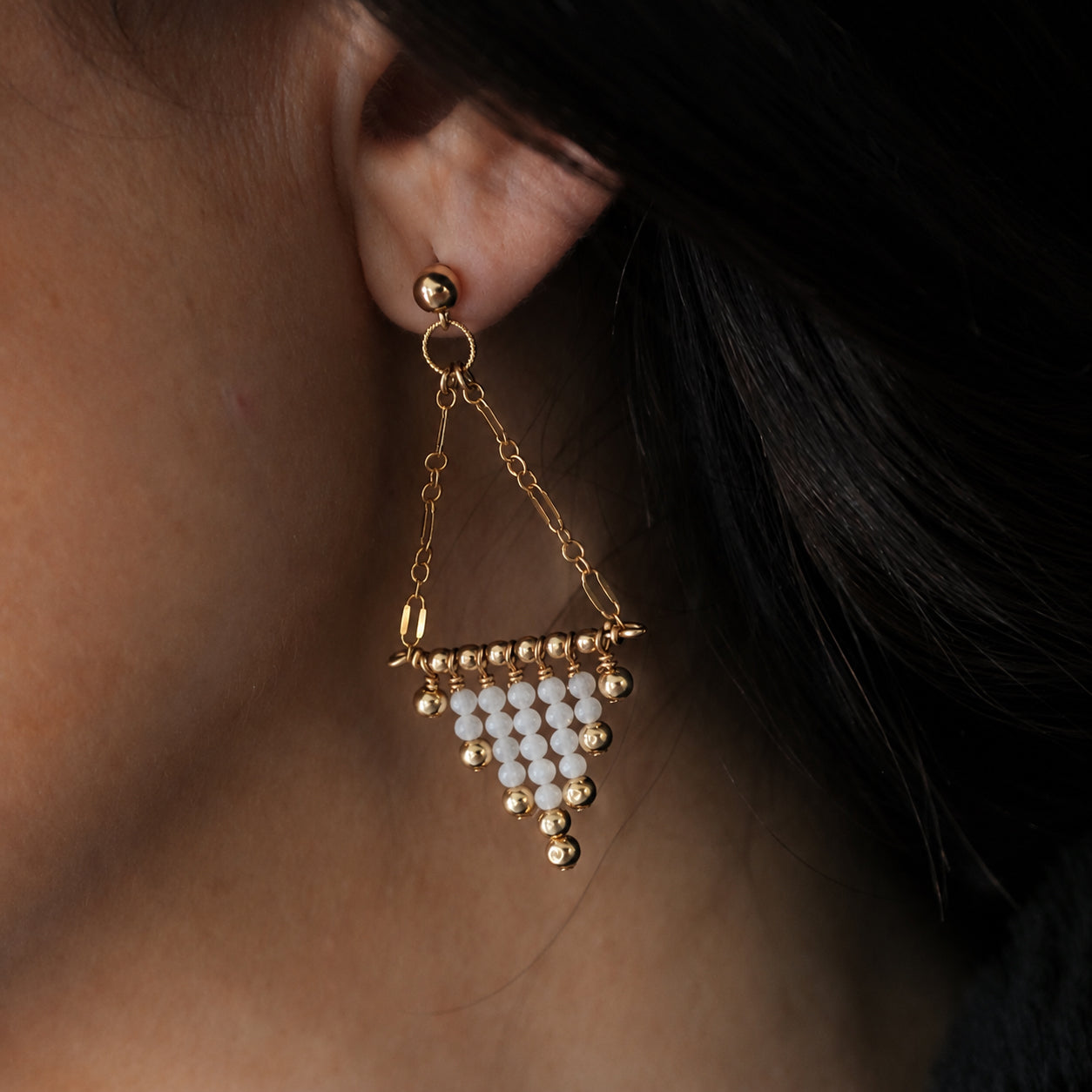 Yuka Beaded Post Earrings – Moonstone
