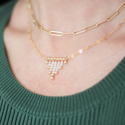 Yuka Beaded Pendant Necklace – Moonstone