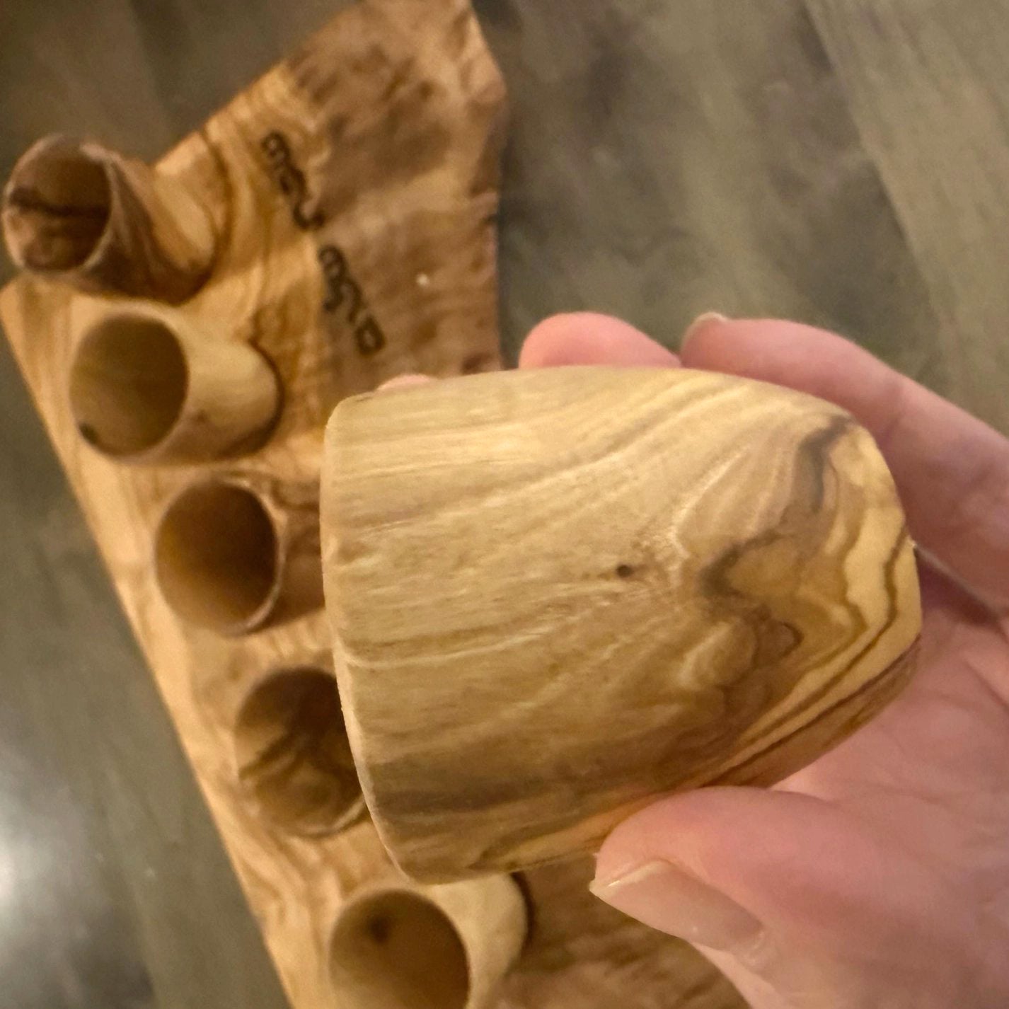 Handcrafted Olive Wood Kiddush Cup Set
