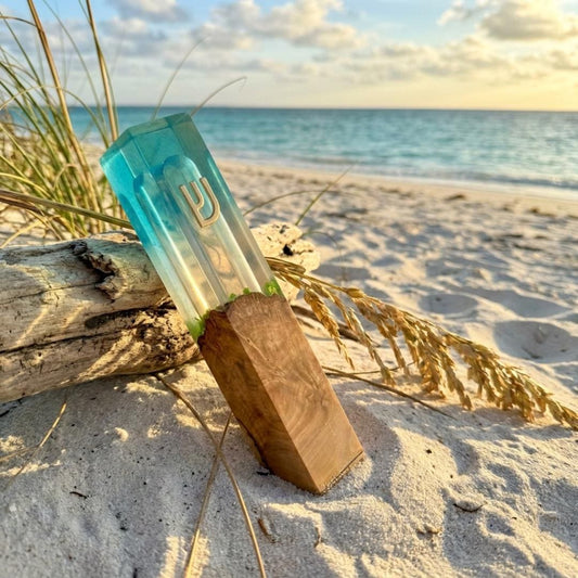 Ocean Resin + Mediterranean Olive Wood Mezuzah