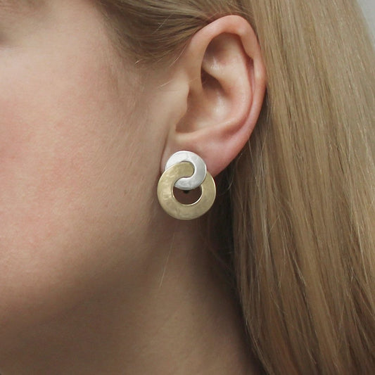 Mixed-Metal Intertwined Wide Ring Clip-On Earrings