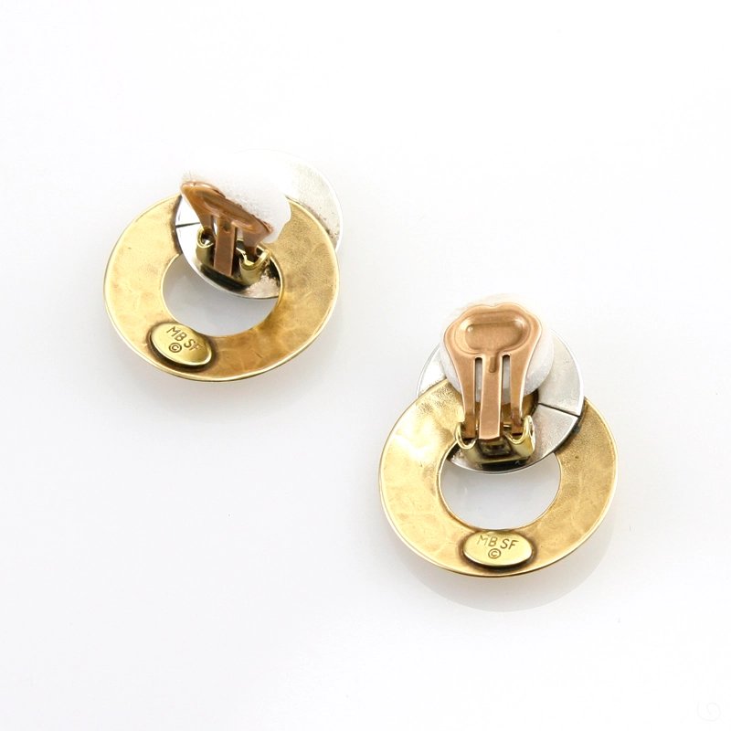 Mixed-Metal Intertwined Wide Ring Clip-On Earrings