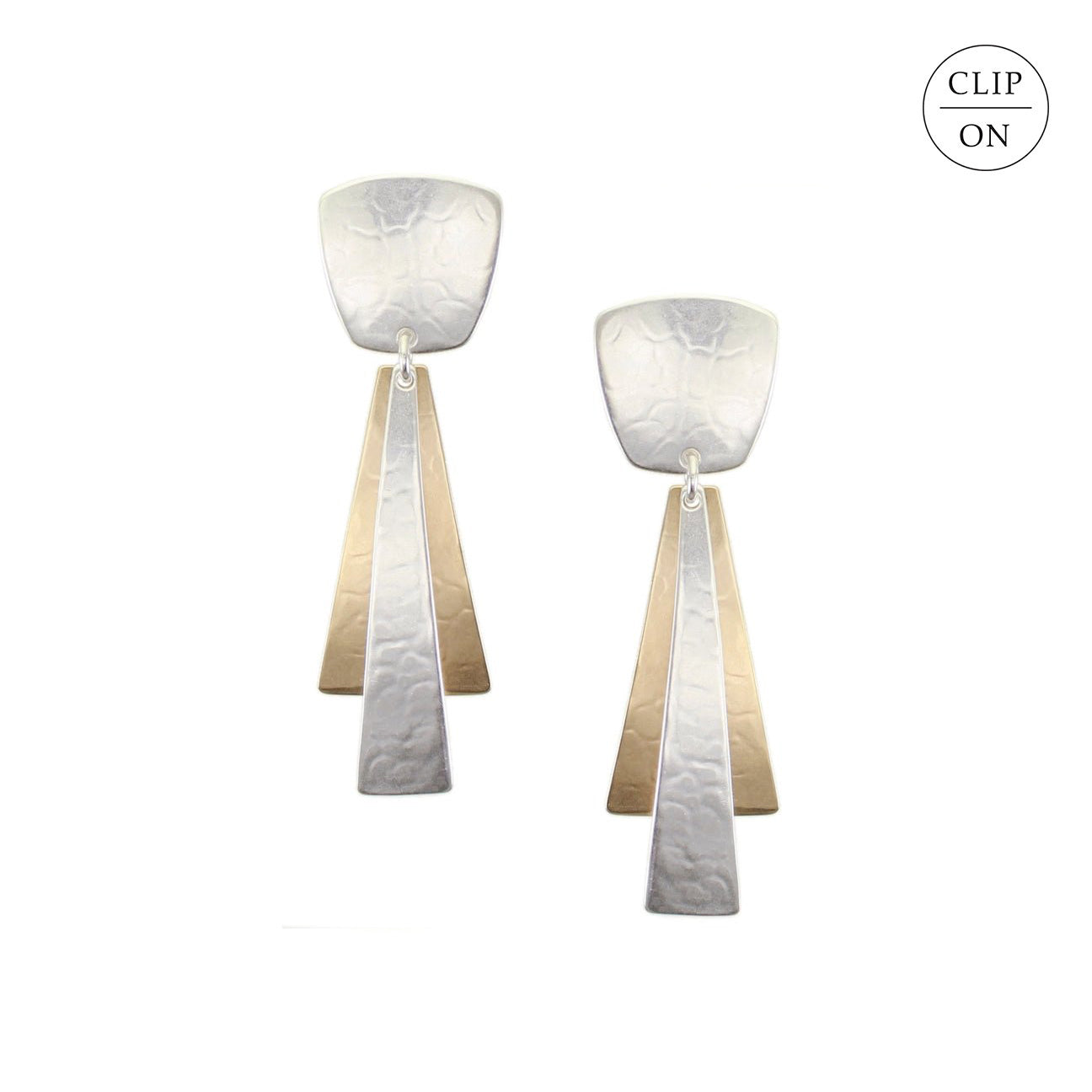 Mixed-Metal Layered Rays Clip-On Earrings