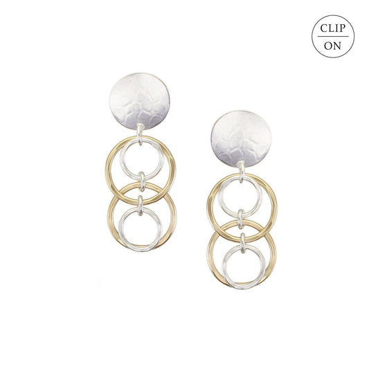 Mixed-Metal Medium Layered Rings Clip-On Earrings