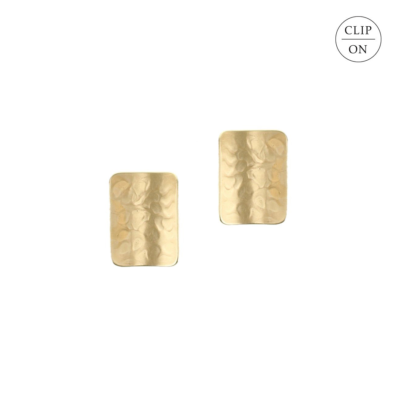 Medium Brass Rounded Rectangle Clip-On Earrings