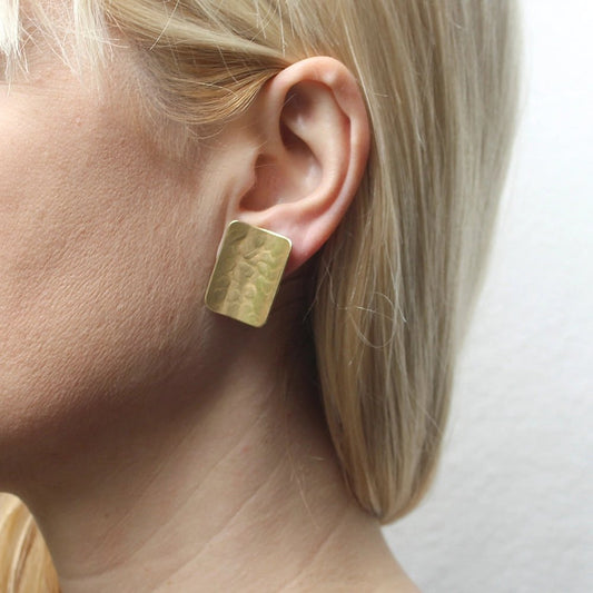 Medium Brass Rounded Rectangle Clip-On Earrings
