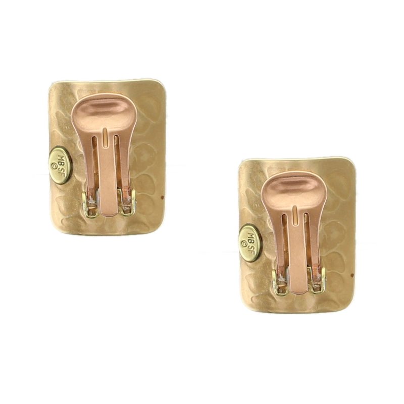 Medium Brass Rounded Rectangle Clip-On Earrings