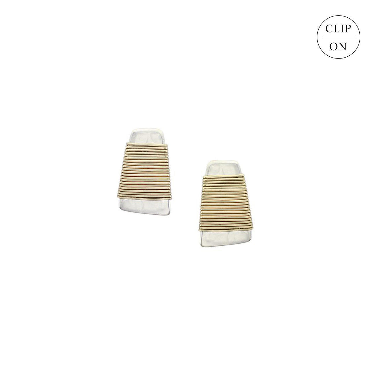Mixed-Metal Medium Wire Wrapped Taper Clip-On Earrings