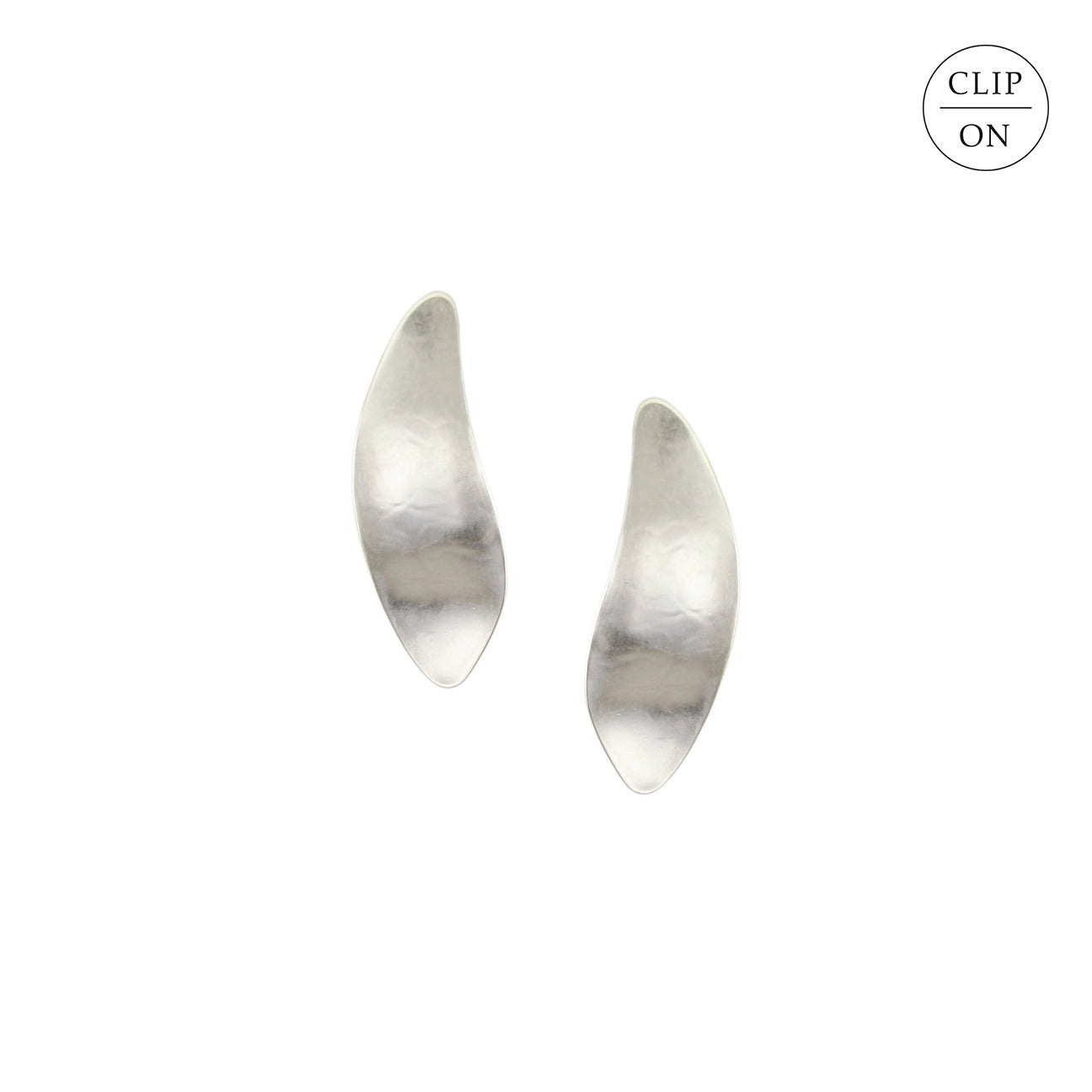 Silver Sculpted Leaf Clip-On Earrings