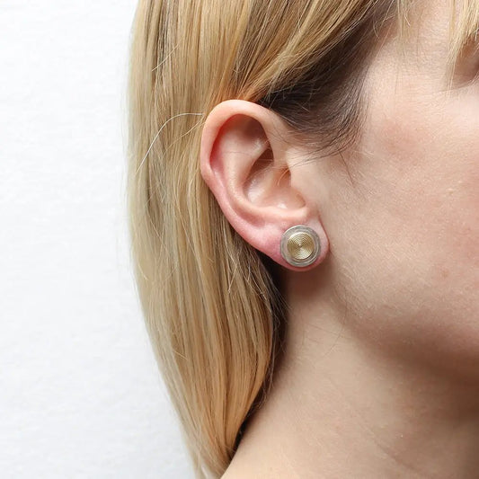 Mixed-Metal Small Textured Discs Clip-On Earrings