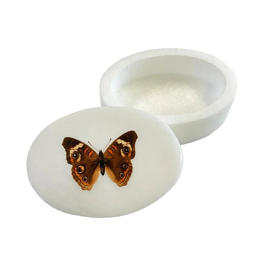 Buckeye Butterfly 3" Oval Soapstone Trinket Box