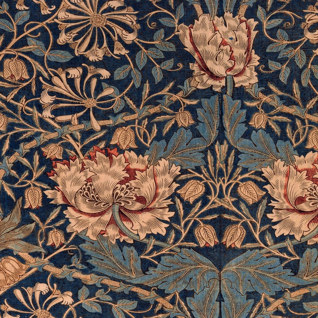 Large William Morris Honeysuckle Decorative Tray with Brass Handles