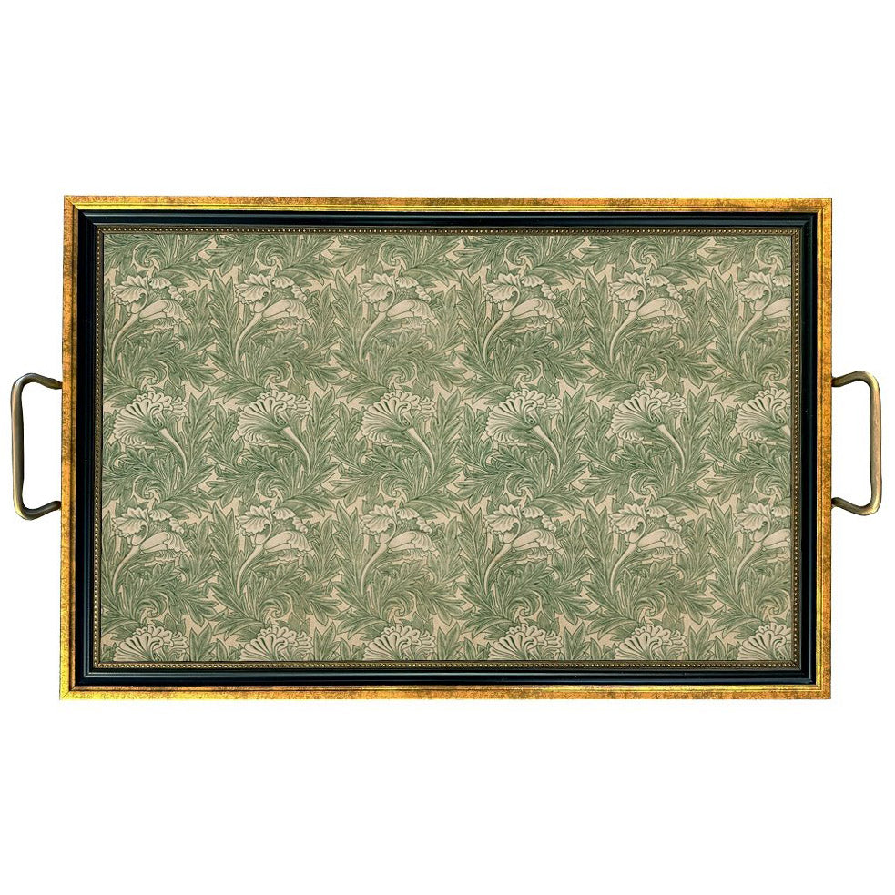 Large William Morris Tulip Decorative Tray with Brass Handles