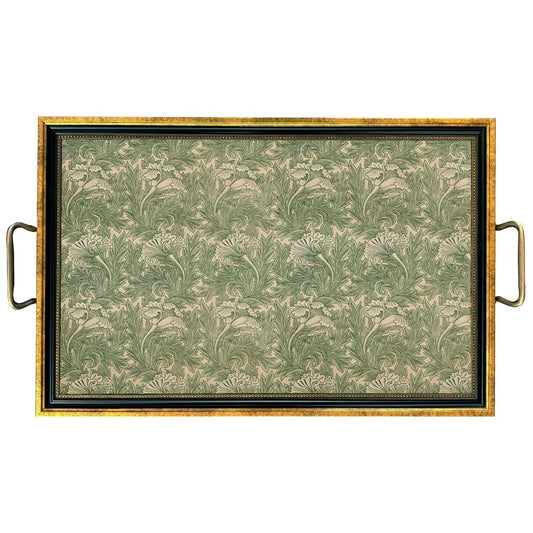 Large William Morris Tulip Decorative Tray with Brass Handles