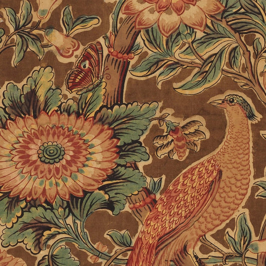 Pheasant + Flower Decorative Tray with Brass Handles – Large