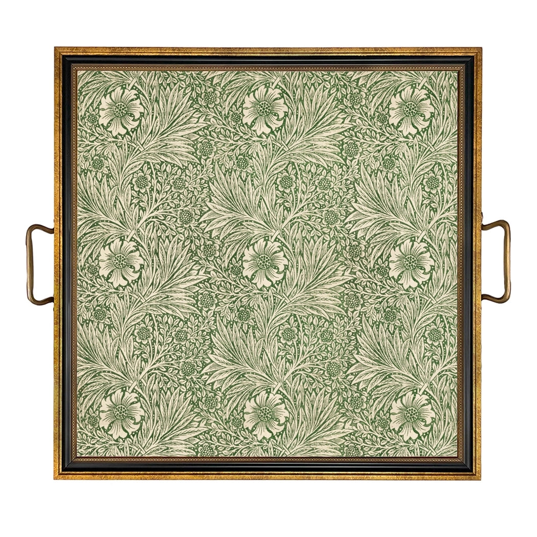 Large William Morris Marigold Decorative Tray with Brass Handles