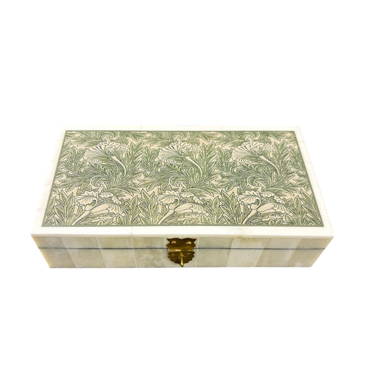 William Morris Tulip 6-1/4” Printed Bone Trinket Box