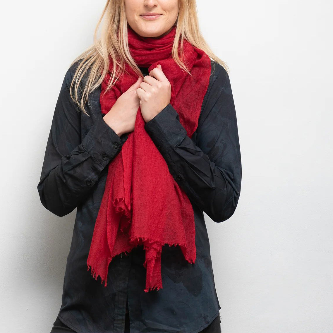 Cashmere Whisper Featherweight Scarf - Mulberry Red