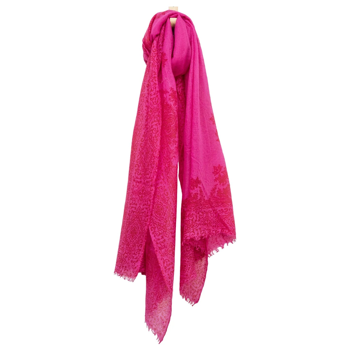 Cashmere Whisper Paisley Print Scarf - Rose/Red